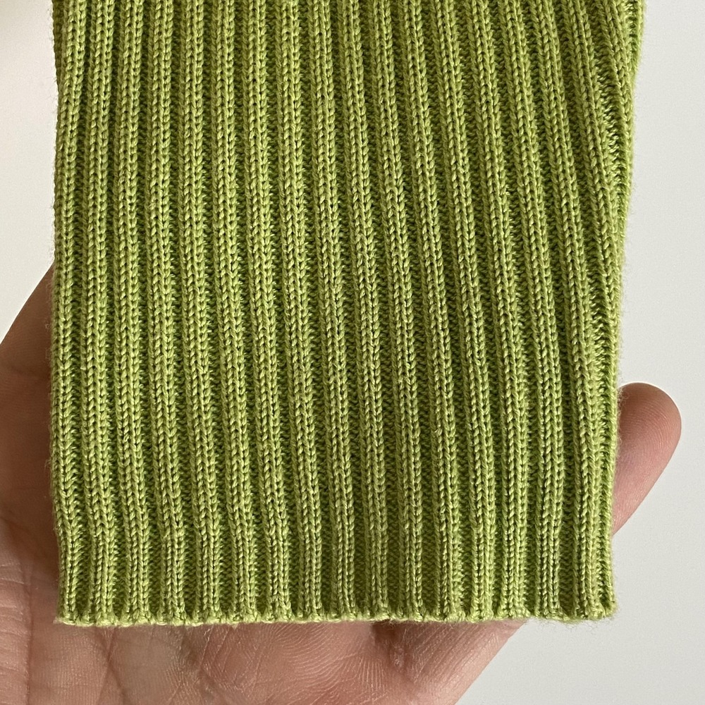 Escapade Jacket Womens Medium Green Leather Ribbed Knit Full Zip Lined - Picture 6 of 16